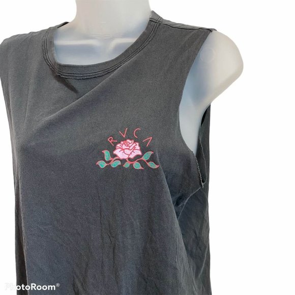 Women’s RVCA sleeveless Everose  Black Tank Top with tie front size small NWOT - Picture 3 of 6